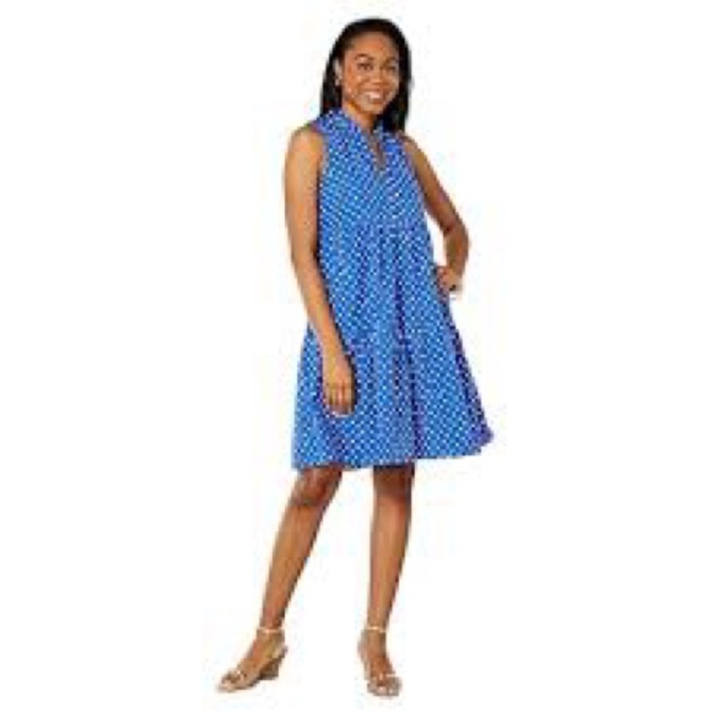 LILLY PULITZER Novella Cotton Dress in Borealis Blue Lilly Squared print